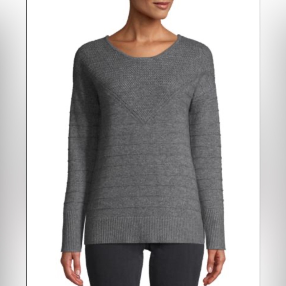 RAFFI Textured Cashmere Sweater Grey Size M EUC
